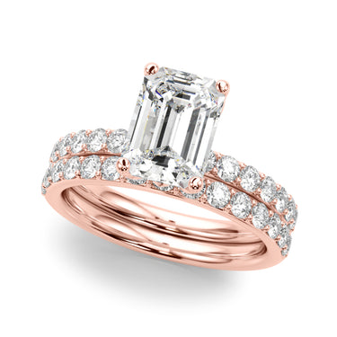 Floral Emerald Cut Engagement Ring – Emerald Cut Emerald Engagement Ring in 18K Gold | Just Brilliant – view 12