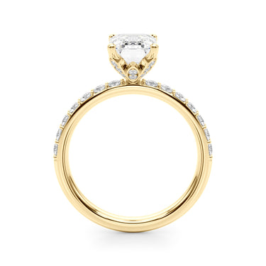 Floral Emerald Cut Engagement Ring – Emerald Cut Emerald Engagement Ring in 18K Gold | Just Brilliant – view 7