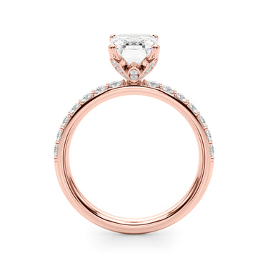 Floral Emerald Cut Engagement Ring – Emerald Cut Emerald Engagement Ring in 18K Gold | Just Brilliant – view 11
