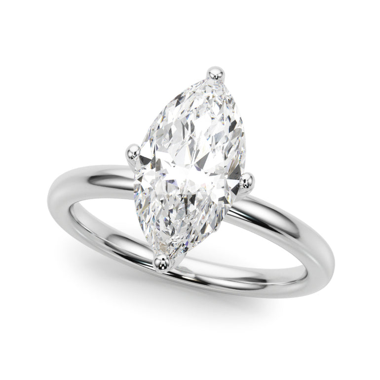 Floral Marquise Engagement Ring – Marquise Lab Diamond Engagement Ring in 18K Gold | Just Brilliant