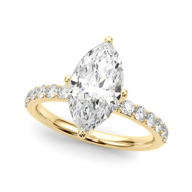 Floral Marquise Engagement Ring – Marquise Lab Diamond Engagement Ring in 18K Gold | Just Brilliant – angle view
