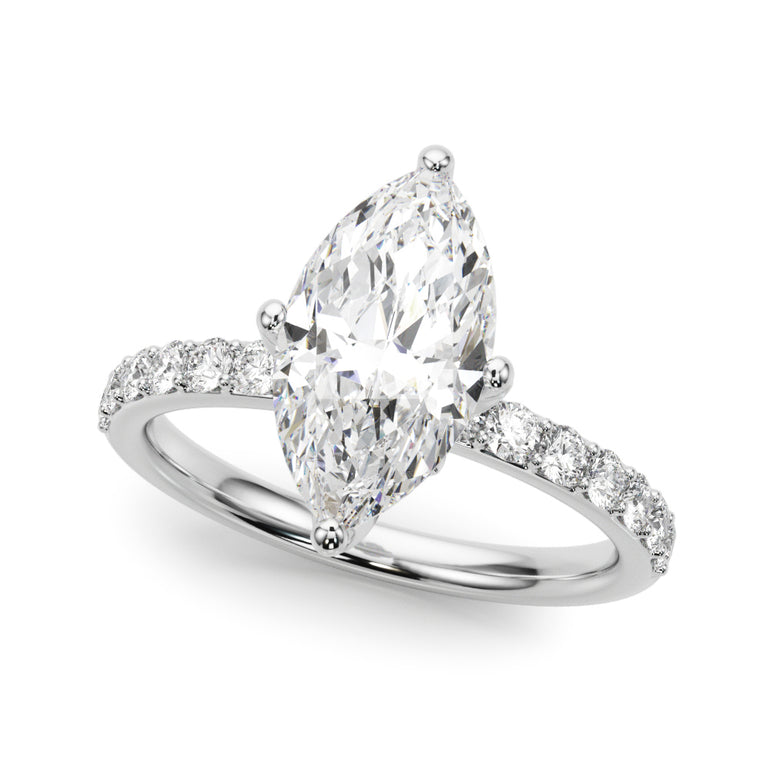 Floral Marquise Engagement Ring – Marquise Lab Diamond Engagement Ring in 18K Gold | Just Brilliant