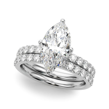 Floral Marquise Engagement Ring – Marquise Lab Diamond Engagement Ring in 18K Gold | Just Brilliant – close-up view