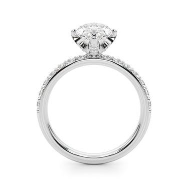 Floral Marquise Engagement Ring – Marquise Lab Diamond Engagement Ring in 18K Gold | Just Brilliant – detail view