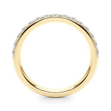 Shared Prong Wedding Band – Lab Diamond Wedding Band in 18K Gold | Just Brilliant – lifestyle view