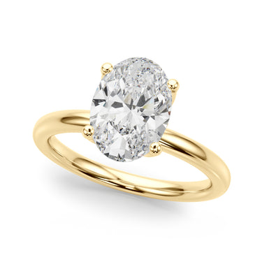 Floral Oval Engagement Ring – Oval Lab Diamond Engagement Ring in 18K Gold | Just Brilliant – angle view