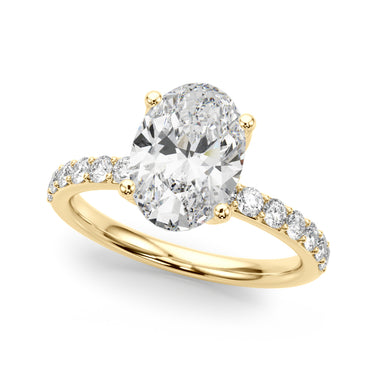 Floral Oval Engagement Ring – Oval Lab Diamond Engagement Ring in 18K Gold | Just Brilliant – angle view
