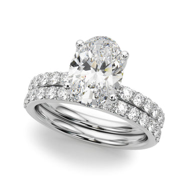 Floral Oval Engagement Ring – Oval Lab Diamond Engagement Ring in 18K Gold | Just Brilliant – close-up view
