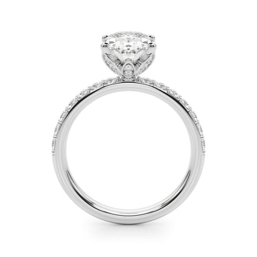 Floral Oval Engagement Ring – Oval Lab Diamond Engagement Ring in 18K Gold | Just Brilliant – detail view