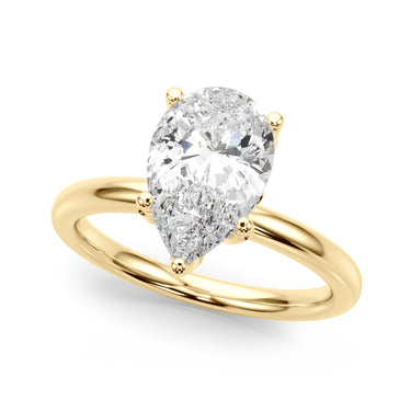 Floral Inspired Pear Engagement Ring – Pear-Shaped Lab Diamond Engagement Ring in 18K Gold | Just Brilliant – angle view