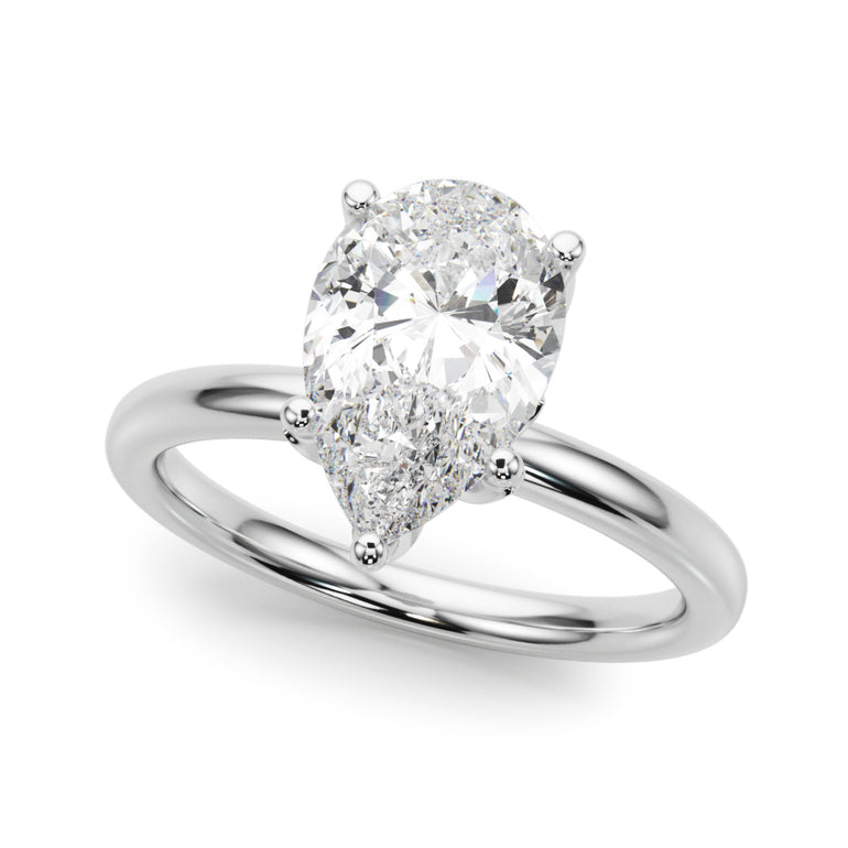 Floral Inspired Pear Engagement Ring – Pear-Shaped Lab Diamond Engagement Ring in 18K Gold | Just Brilliant