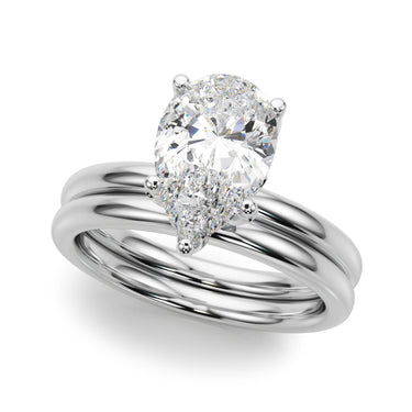 Floral Inspired Pear Engagement Ring – Pear-Shaped Lab Diamond Engagement Ring in 18K Gold | Just Brilliant – close-up view