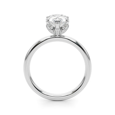 Floral Inspired Pear Engagement Ring – Pear-Shaped Lab Diamond Engagement Ring in 18K Gold | Just Brilliant – detail view