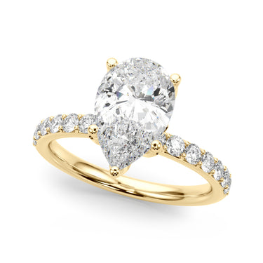 Floral Inspired Pear Engagement Ring – Pear-Shaped Lab Diamond Engagement Ring in 18K Gold | Just Brilliant – angle view