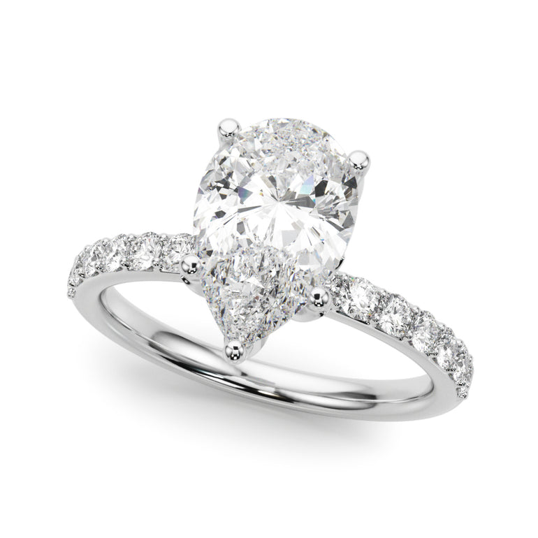 Floral Inspired Pear Engagement Ring – Pear-Shaped Lab Diamond Engagement Ring in 18K Gold | Just Brilliant