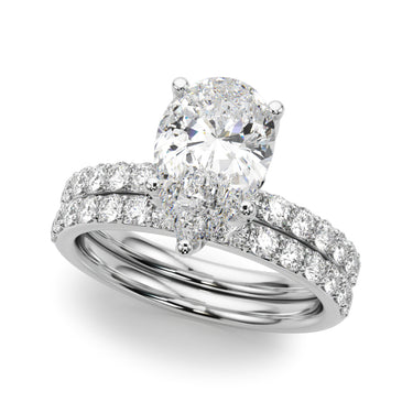 Floral Inspired Pear Engagement Ring – Pear-Shaped Lab Diamond Engagement Ring in 18K Gold | Just Brilliant – close-up view