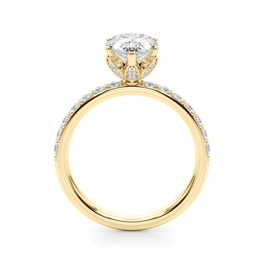 Floral Inspired Pear Engagement Ring – Pear-Shaped Lab Diamond Engagement Ring in 18K Gold | Just Brilliant – view 7