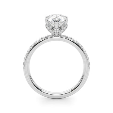 Floral Inspired Pear Engagement Ring – Pear-Shaped Lab Diamond Engagement Ring in 18K Gold | Just Brilliant – detail view