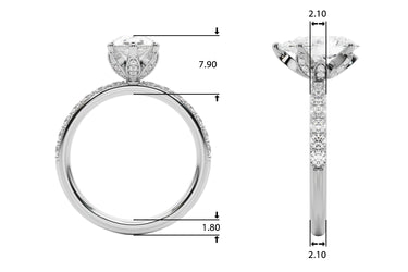 Floral Inspired Pear Engagement Ring – Pear-Shaped Lab Diamond Engagement Ring in 18K Gold | Just Brilliant – side view