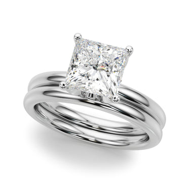 Floral Princess Cut Engagement Ring – Princess Cut Lab Diamond Engagement Ring in 18K Gold | Just Brilliant – close-up view