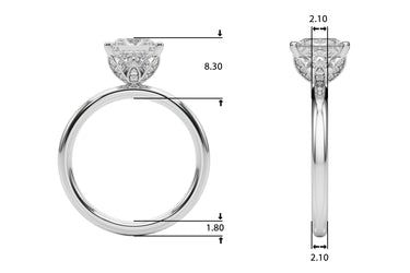 Floral Princess Cut Engagement Ring – Princess Cut Lab Diamond Engagement Ring in 18K Gold | Just Brilliant – side view