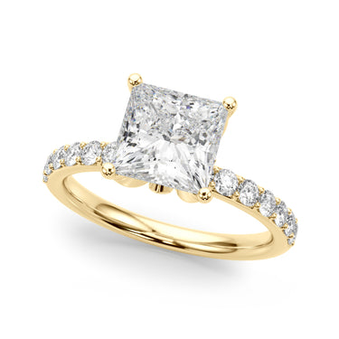 Floral Princess Cut Engagement Ring – Princess Cut Lab Diamond Engagement Ring in 18K Gold | Just Brilliant – angle view