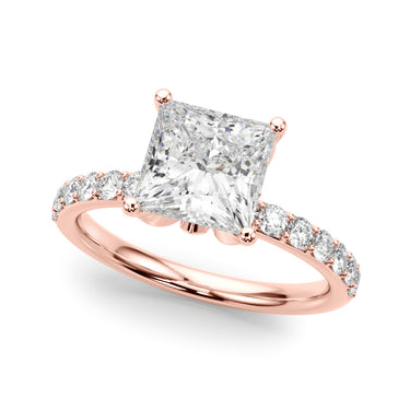 Floral Princess Cut Engagement Ring – Princess Cut Lab Diamond Engagement Ring in 18K Gold | Just Brilliant – view 10