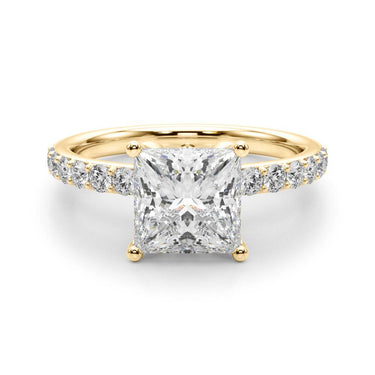 Floral Princess Cut Engagement Ring – Princess Cut Lab Diamond Engagement Ring in 18K Gold | Just Brilliant – view 9