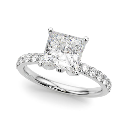 Floral Princess Cut Engagement Ring