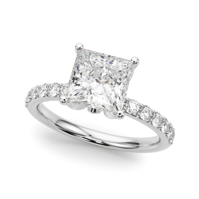 Floral Princess Cut Engagement Ring – Princess Cut Lab Diamond Engagement Ring in 18K Gold | Just Brilliant