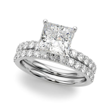 Floral Princess Cut Engagement Ring – Princess Cut Lab Diamond Engagement Ring in 18K Gold | Just Brilliant – close-up view