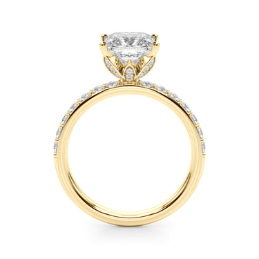 Floral Princess Cut Engagement Ring – Princess Cut Lab Diamond Engagement Ring in 18K Gold | Just Brilliant – view 7