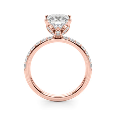 Floral Princess Cut Engagement Ring – Princess Cut Lab Diamond Engagement Ring in 18K Gold | Just Brilliant – view 11