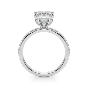 Floral Princess Cut Engagement Ring – Princess Cut Lab Diamond Engagement Ring in 18K Gold | Just Brilliant – detail view