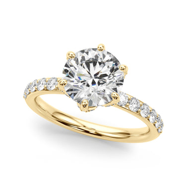 6-Prong Floral Engagement Ring – Lab Diamond Engagement Ring in 18K Gold | Just Brilliant – angle view