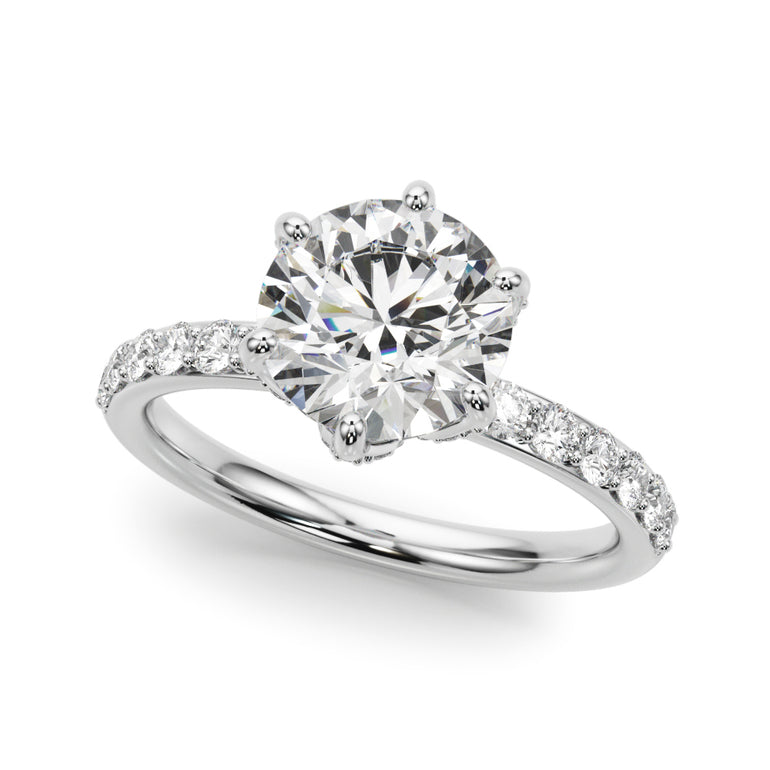 6-Prong Floral Engagement Ring – Radiant Lab Diamond Engagement Ring in 18K Gold | Just Brilliant