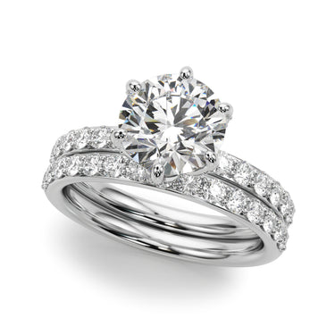 6-Prong Floral Engagement Ring – Lab Diamond Engagement Ring in 18K Gold | Just Brilliant – close-up view