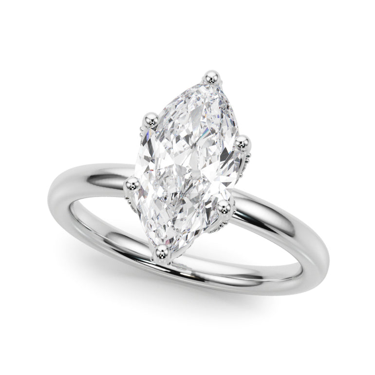 Floral Marquise Engagement Ring – Marquise Lab Diamond Engagement Ring in 18K Gold | Just Brilliant