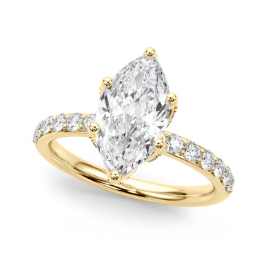 Floral Marquise Engagement Ring – Marquise Lab Diamond Engagement Ring in 18K Gold | Just Brilliant – angle view