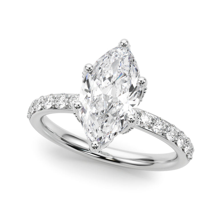 Floral Marquise Engagement Ring – Marquise Lab Diamond Engagement Ring in 18K Gold | Just Brilliant