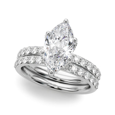 Floral Marquise Engagement Ring – Marquise Lab Diamond Engagement Ring in 18K Gold | Just Brilliant – close-up view