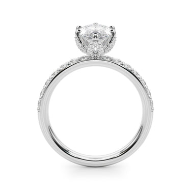 Floral Marquise Engagement Ring – Marquise Lab Diamond Engagement Ring in 18K Gold | Just Brilliant – detail view
