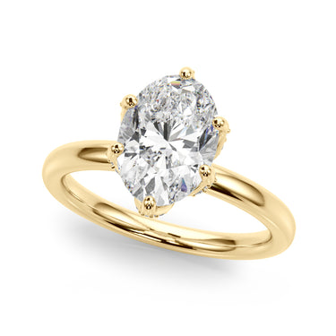 Floral Oval Engagement Ring – Oval Lab Diamond Engagement Ring in 18K Gold | Just Brilliant – angle view
