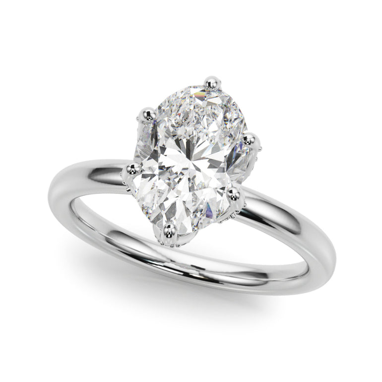 Floral Oval Engagement Ring – Oval Lab Diamond Engagement Ring in 18K Gold | Just Brilliant