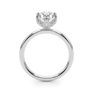 Floral Oval Engagement Ring – Oval Lab Diamond Engagement Ring in 18K Gold | Just Brilliant – detail view