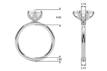 Floral Oval Engagement Ring – Oval Lab Diamond Engagement Ring in 18K Gold | Just Brilliant – side view