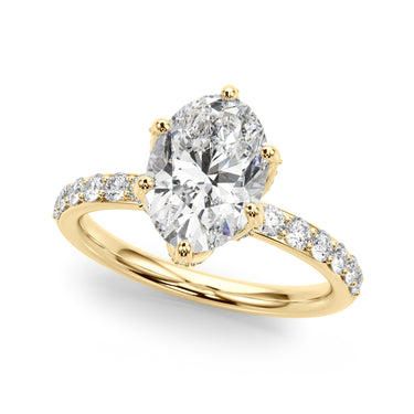 Floral Oval Engagement Ring – Oval Lab Diamond Engagement Ring in 18K Gold | Just Brilliant – angle view
