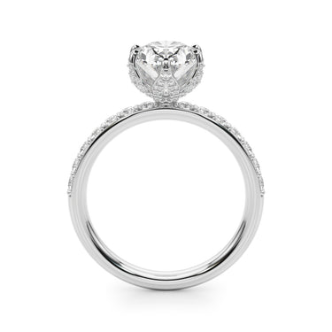 Floral Oval Engagement Ring – Oval Lab Diamond Engagement Ring in 18K Gold | Just Brilliant – detail view
