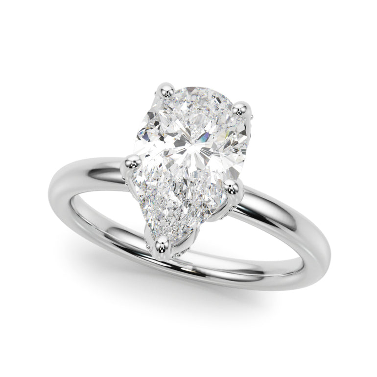 Floral Pear Engagement Ring – Pear-Shaped Lab Diamond Engagement Ring in 18K Gold | Just Brilliant