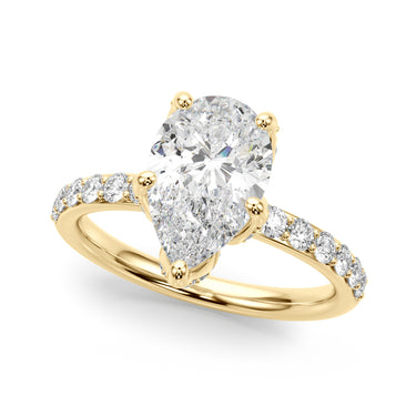 Floral Pear Engagement Ring – Pear-Shaped Lab Diamond Engagement Ring in 18K Gold | Just Brilliant – angle view